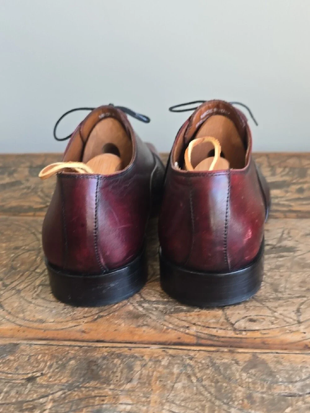 Massimo Matteo Two-Tone Cap-Toe Oxfords in Burgundy and Dark Burgundy